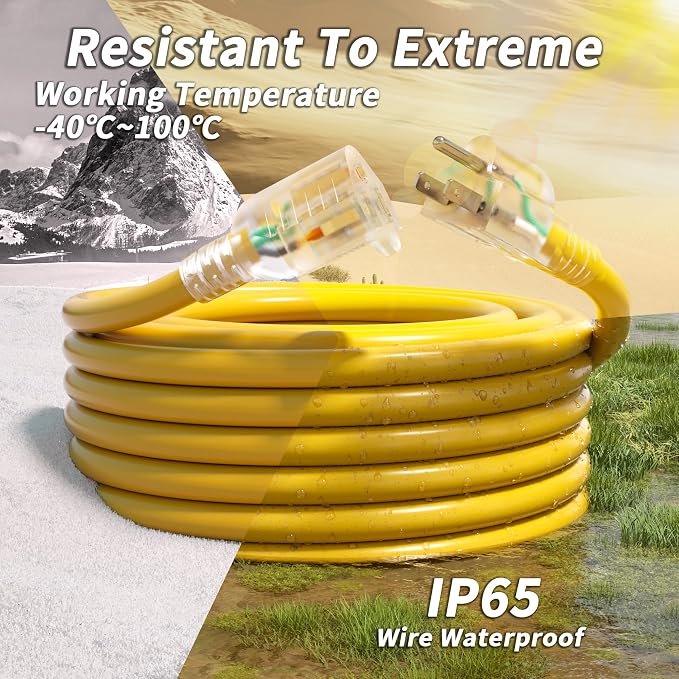 PlugSaf 25ft 12/3 Gauge Outdoor Extension Cord Waterproof - Image 7