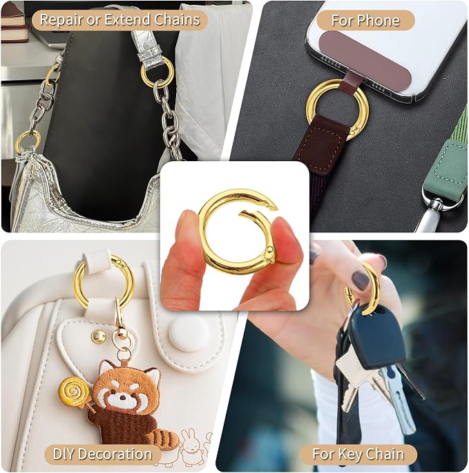 Gkeygo Key Ring Clip, 1 Inch Keychain Rings, 8 Pack Round Carabiner Clip - Image 3
