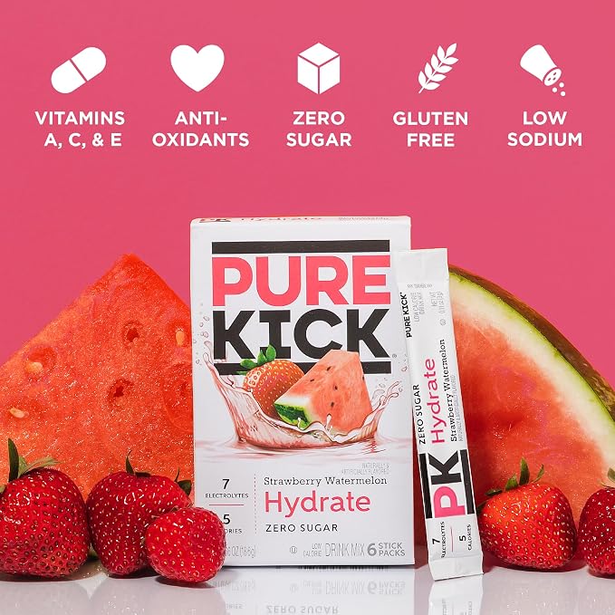 Pure Kick Hydration Singles To Go Drink Mix, Strawberry Watermelon, Includes 12 - Image 4