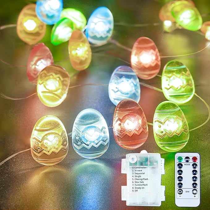 Easter Decorations Easter Egg Lights, Pastel Fairy Lights Battery Operated by EXF