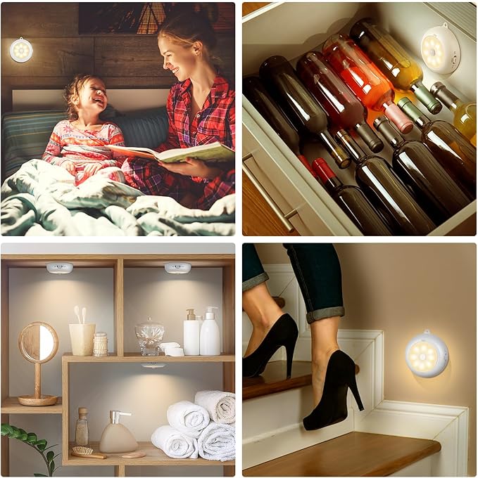 Reoshine Under Cabinet Lighting, LED Puck Lights AA Battery Operated, Closet - Image 6