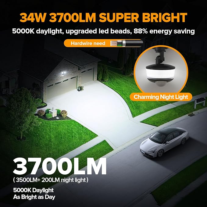 LUTEC 34W 3700 Lumen LED Security Lights Motion Sensor Light Outdoor - Image 2