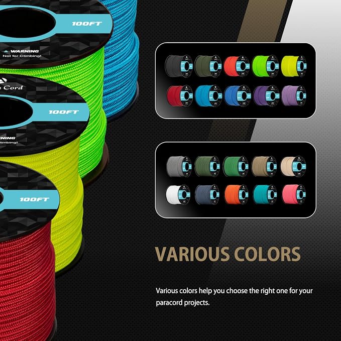 Abma Cord 2.4mm Paracord 275 100ft Nylon Rope 4 Strands Tactical Parachute Cord - Image 5