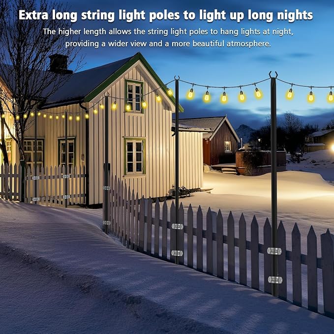 NUERPO 10 Pack String Light Poles, Metal Poles - Image 4