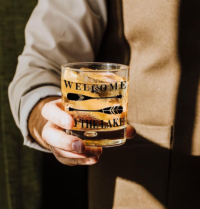 Nogrit Lake House Decor Whiskey Glasses 10 Oz, Welcome To The Lake, Beach Wine - Image 4