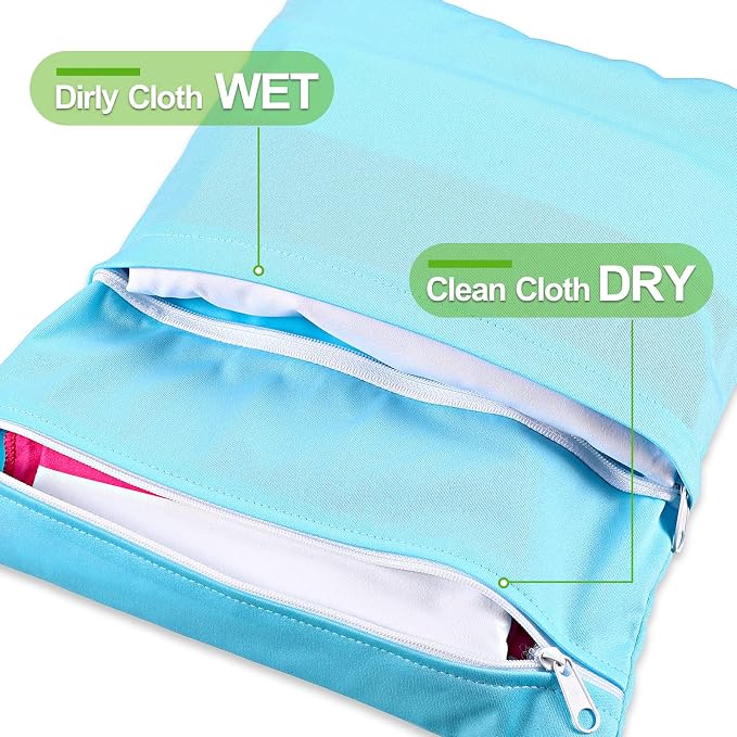 Woanger 10 Pack Wet Dry Bags for Baby Cloth Diapers Waterproof Reusable Travel - Image 3