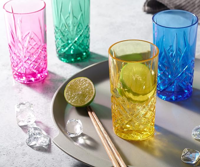 Godinger Acrylic Highball Glasses, Tall Beverage Highballs Drinking Glasses Cups - Image 2