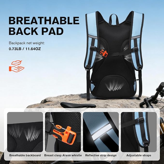 Ultra-Light Soft Daypack 15L/20L, Cushioned Breathable Back Panel Backpack - Image 3