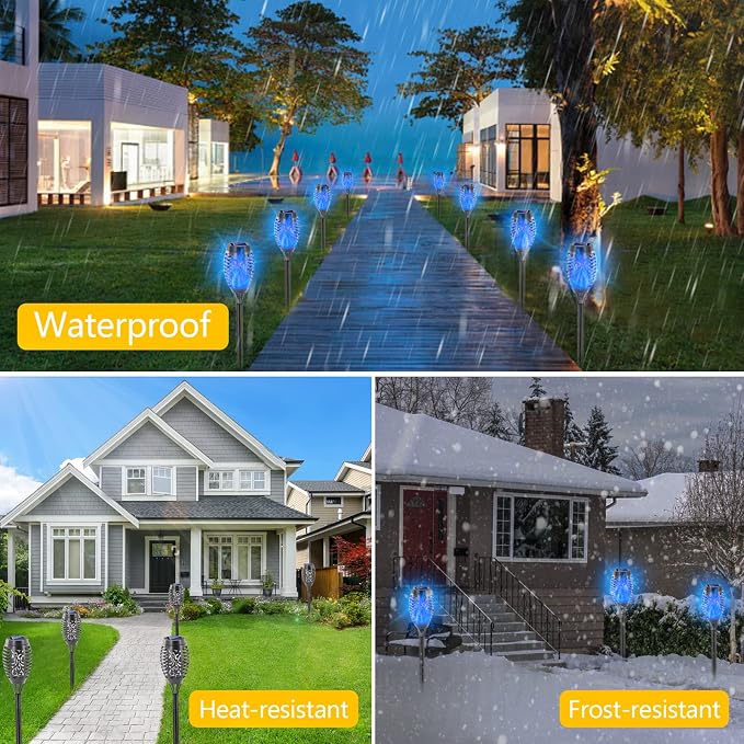 EOYIZW Solar Lights Outdoor, 8 Pack Blue Solar Torch Light - Image 4
