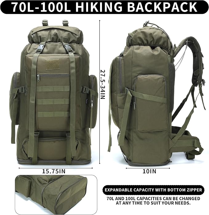 Hiking Backpack for Men 70L/100L Camping Backpack Military Rucksack Molle 3 - Image 2