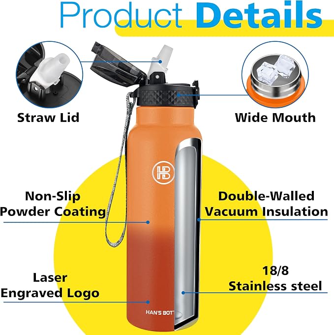 Han's Bottle Sports Water Bottle - 24 Oz - Image 5