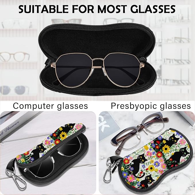 Glasses Case Sunglasses Eyeglass Soft Case Zipper Light Neoprene Pouch - Image 3