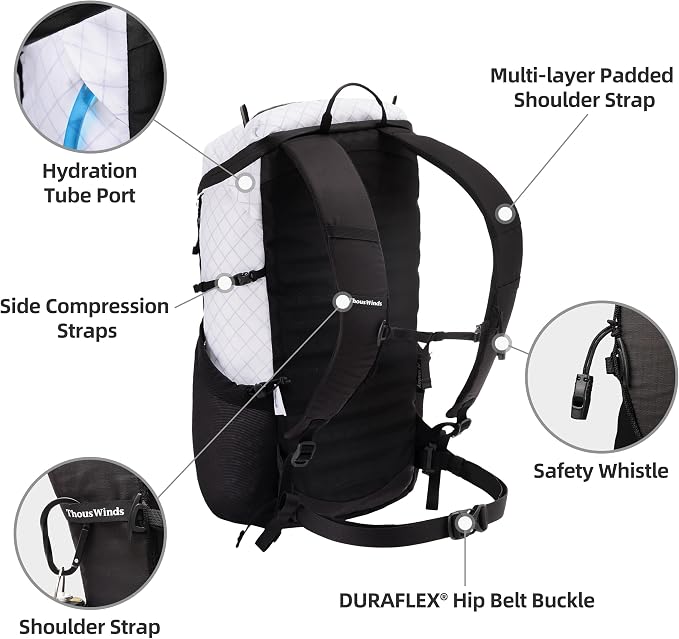 Thous Winds Ultralight Backpack, 20+5L Waterproof Hiking Daypack, EPX200 Fabric - Image 5