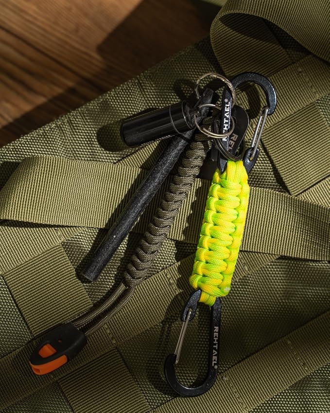 Paracord Braided Carabiner Keychain Lanyard Strap, Hanger Stroller Hook w/2 - Image 3