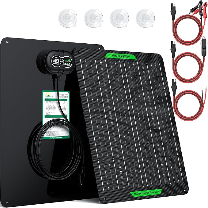 SUNER POWER Waterproof 20W 12V Solar Battery Charger & Maintainer PRO, Built-in by SUNERPOWER