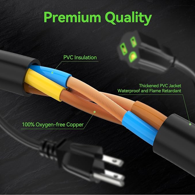 Power Extension Cord 10FT, 3 Prong Grounded Electric Extension Cable Outlet - Image 4