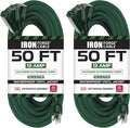 Iron Forge Cable 2 Pack 50ft Green Outdoor Extension Cord by IronForgeCable