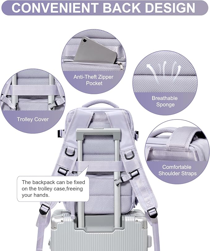 WONHOX Large Travel Backpack Carry on Flight Approved Laptop Work Business - Image 5