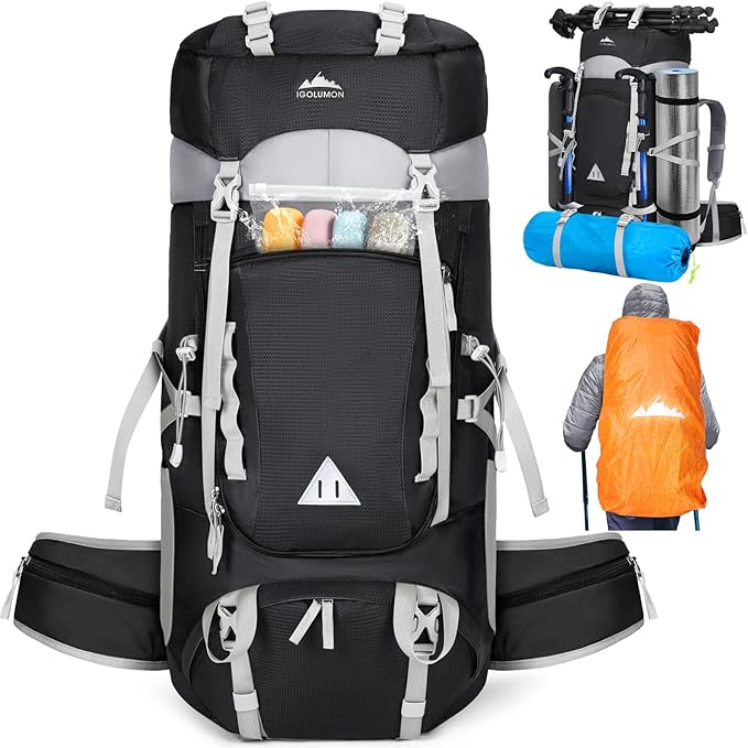 IGOLUMON 60L Hiking Backpack Waterproof Camping Backpack by IGOLUMON