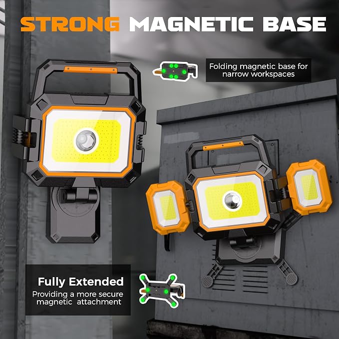 YZONI 40W Rechargeable Work Light, 4000LM Magnetic LED Work Light - Image 3