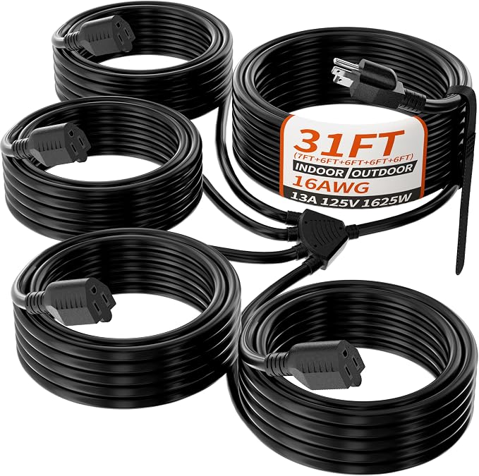 PlugSaf 1 to 4 Splitter Outdoor Extension Cord by PlugSaf
