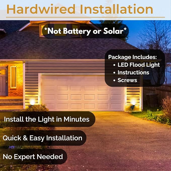 LED Outdoor Single Bullet Flood Light, 10W Hardwired Spotlight, Waterproof - Image 4