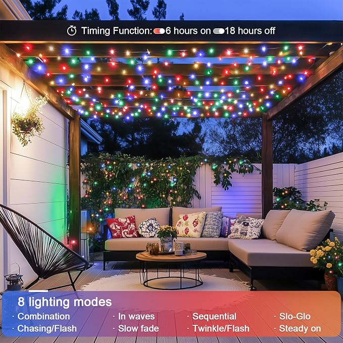JMEXSUSS 132ft 400 LED Christmas Lights Indoor Outdoor Waterproof, 8 Modes - Image 4
