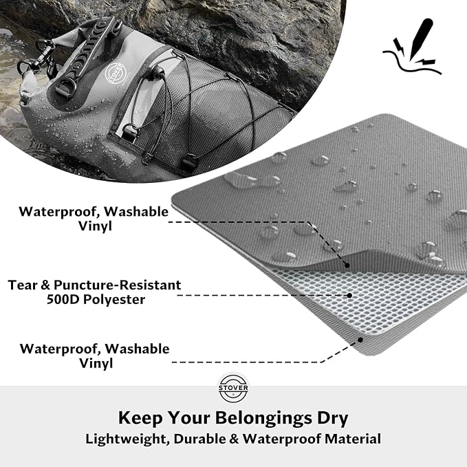 STOVER 5/10/25/30/40/55L Waterproof Dry Bag- Roll-Top Backpack w/Phone Case- - Image 2