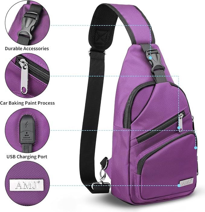 AMJ Crossbody Sling Bag Men Women, Casual Shoulder Backpack, Chest Daypack - Image 3