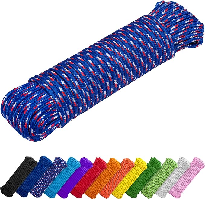 TECEUM Rope – 90 Feet x 3/8 Inch – Patriot Mix – Strong All-Purpose Utility by TECEUM