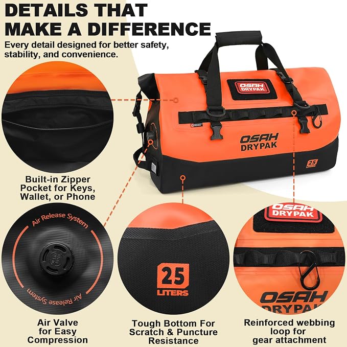 OSAH DRYPAK Waterproof Duffel Bag 25L/40L/60L – Heavy-Duty Motorcycle Tail Bag - Image 3