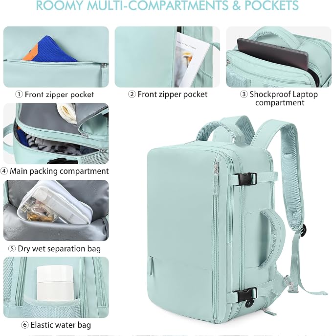 Beraliy Large Travel Backpack for Women Airline Approved, Carry On Backpack - Image 6