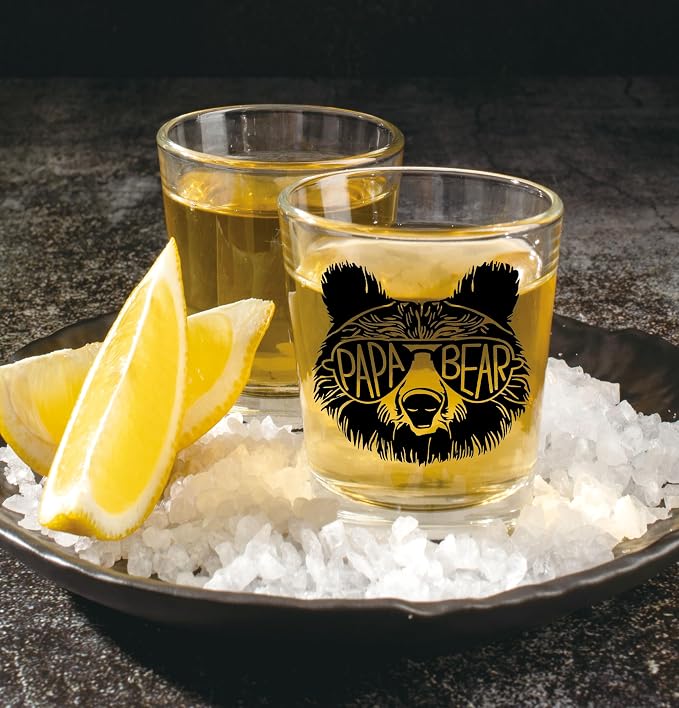 Nogrit Papa Bear Whiskey Glasses 10 oz, Papa Dad Gifts - Image 3