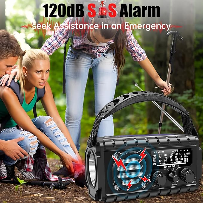 Aivica 20000mah Emergency Radio, SW/NOAA/AM/FM Weather Radio, Solar Powered - Image 6