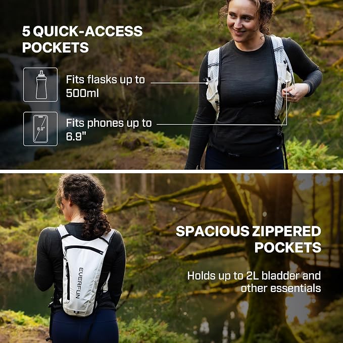 EVERFUN Hydration Backpack Running Vest Small Hiking Water Backpack - Image 5