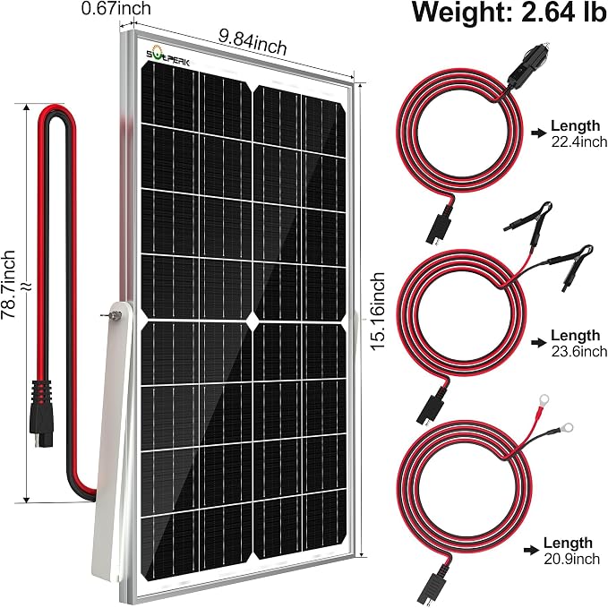 SOLPERK 15W Solar Battery Charger 12V Waterproof Solar Panel Charger + Upgrade - Image 6