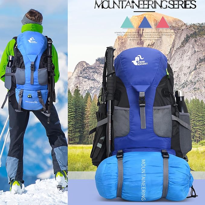 Bseash 50L Hiking Backpack, Water Resistant Lightweight Outdoor Sport Daypack - Image 8