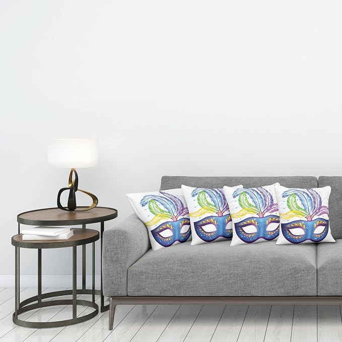 Ambesonne Mardi Gras Throw Pillow Cushion Case Pack of 4, Modern Accent - Image 3