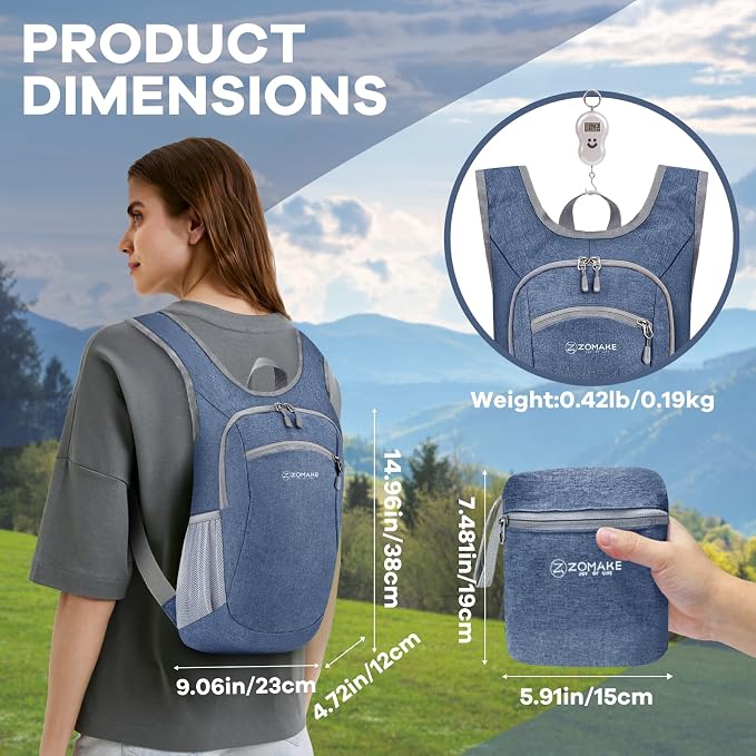 ZOMAKE Ultra Lightweight Packable Backpack 10L, Small Foldable Backpacks Hiking - Image 2