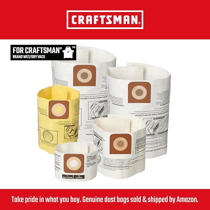 CRAFTSMAN CMXZVBE38735 Genuine Fine Dust Wet Dry Vac Dust Collection Bags - Image 5