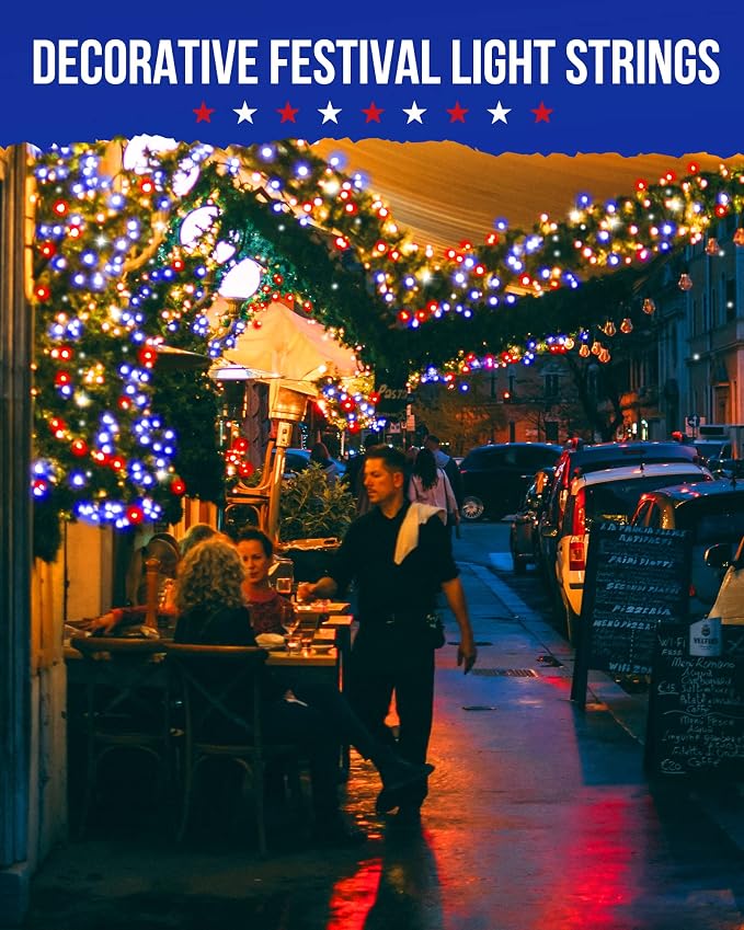 Brightown Red White Blue Battery Operated Mini String Lights - Image 5