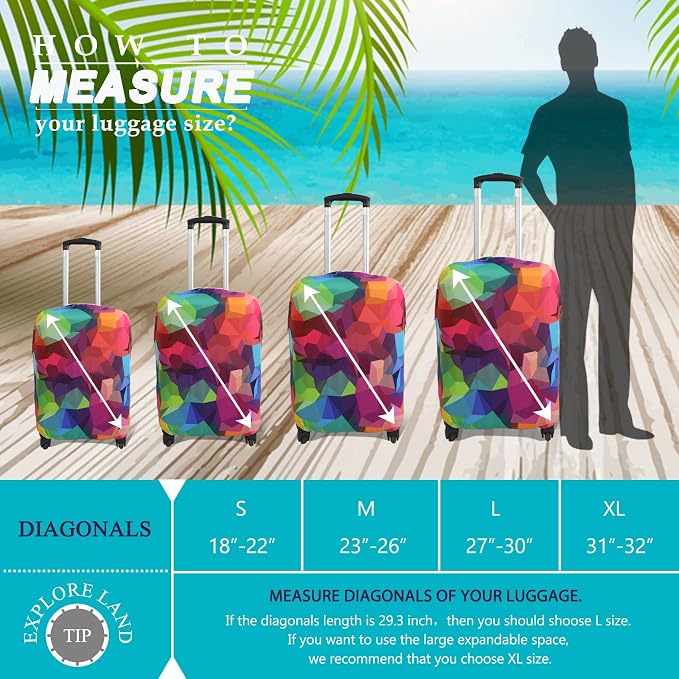 Explore Land Travel Luggage Cover Suitcase Protector Fits 18-22 Inch Case - Image 5