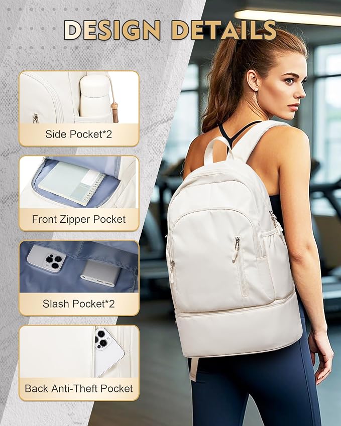 Gym Backpack for Women Men, Lightweight Gym Bag - Image 4