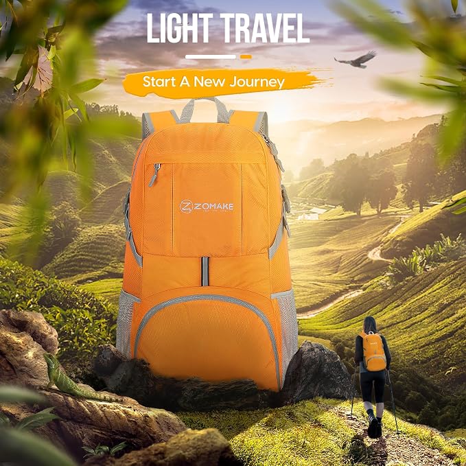 ZOMAKE Lightweight Packable Backpack 35L, Light Foldable Backpacks Water - Image 6