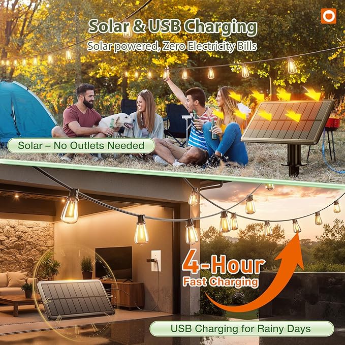 addlon 33 FT Solar String Lights Waterproof, Patio Light Solar Powered - Image 3