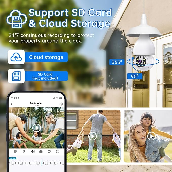 NoahTec 5MP Light Bulb Security Camera 5G&2.4G WiFi Security Cameras Wireless - Image 5