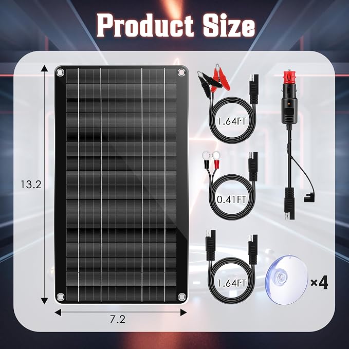 Saillong 10W 12V Solar Car Battery Charger Maintainer, Waterproof Solar Panel - Image 2