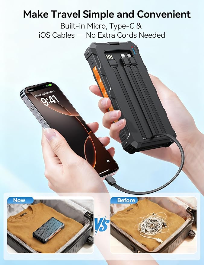 Solar-Charger-Power-Bank - 20000mah Solar Powered Battery Charger Cell Phone - Image 3