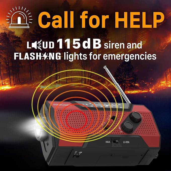 FosPower NOAA Emergency Weather Radio A1 7400mWh Portable Power Bank, - Image 4
