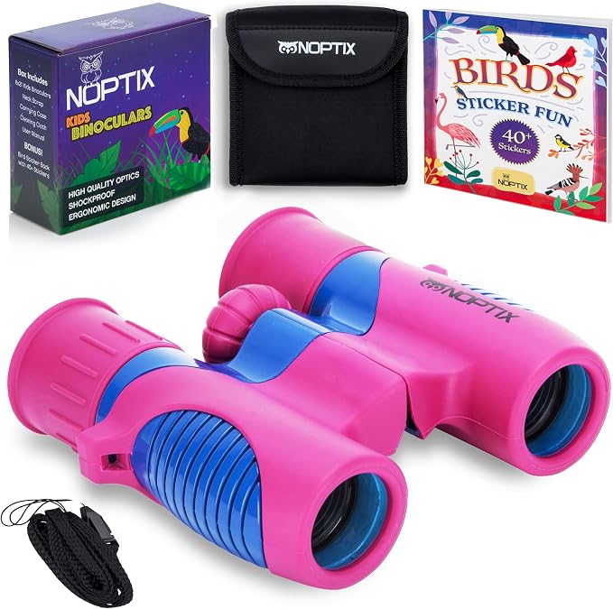 Binoculars for Kids, Girls or Boys Real Kids Binoculars in Vibrant Pink Blue by CabinObsession